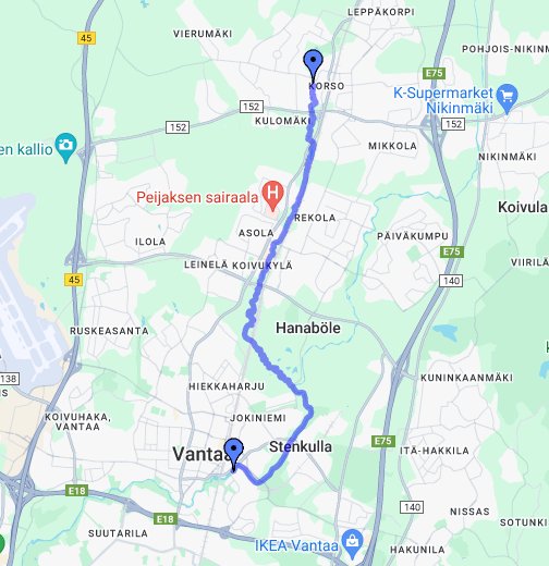 Melontareitti: Rekolanoja, Korsonoja 10,3 km – Google My Maps