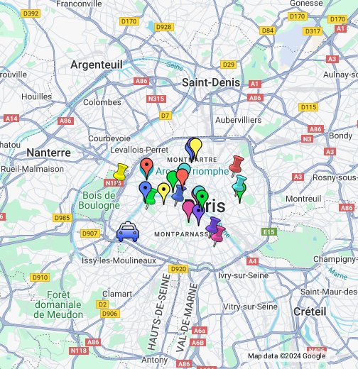 pariisin kartta Pariisi nähtävyydet kartalla – Google My Maps