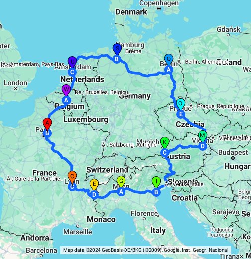 vienne autriche carte europe Tour de l'Europe – Google My Maps
