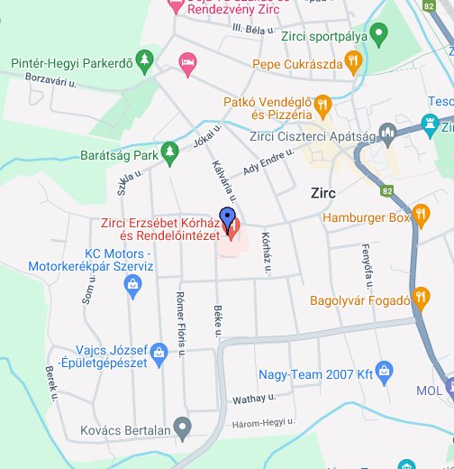 zirc térkép Zirc Városi Erzsébet Kórház   Rendelőintézet – Google Saját térképek