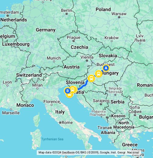budapest térkép hu 675 Budapest Rijeka Poreč – Google Saját térképek