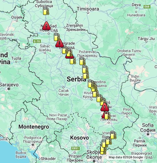 benzinkút térkép Szerbia benzinkutak E75 mentén – Google Saját térképek