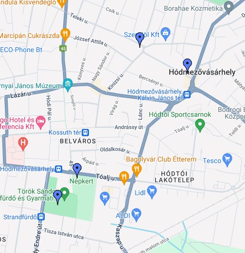 hódmezővásárhely utca térkép Meridián torna Hódmezővásárhely – Google Saját térképek