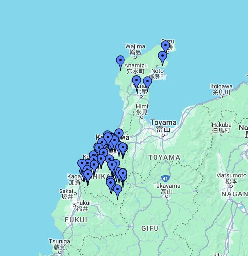 石川県 温泉 Google マイマップ