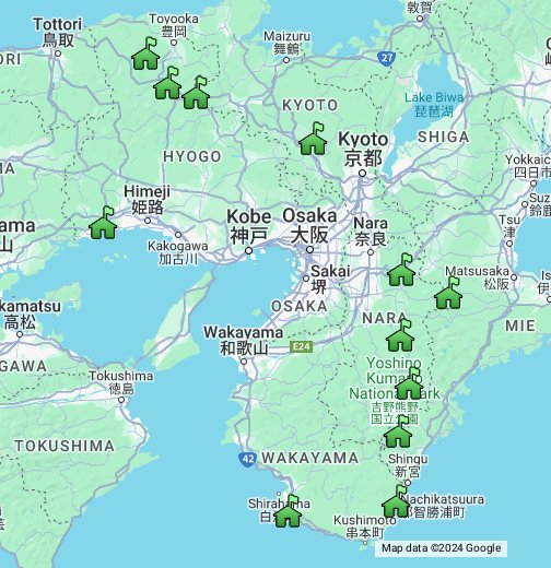 関西の温泉付き道の駅 Google マイマップ
