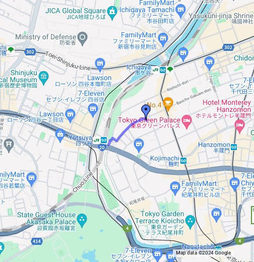 四ツ谷駅からのアクセス Google マイマップ