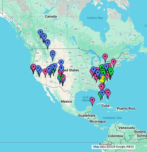 アメリカの国立公園やその他有名観光地 Google マイマップ