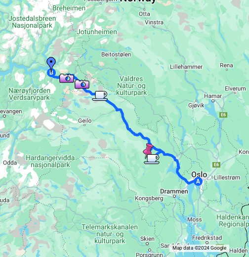 北欧3カ国の旅：ノルウェー・オスロからフィヨルド地域までの路程