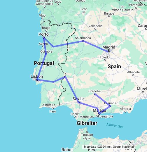 Espanha, Portugal e França - Google My Maps