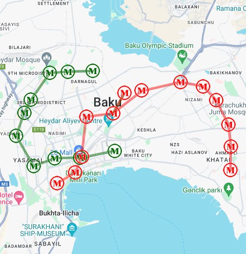 Баку на карте
