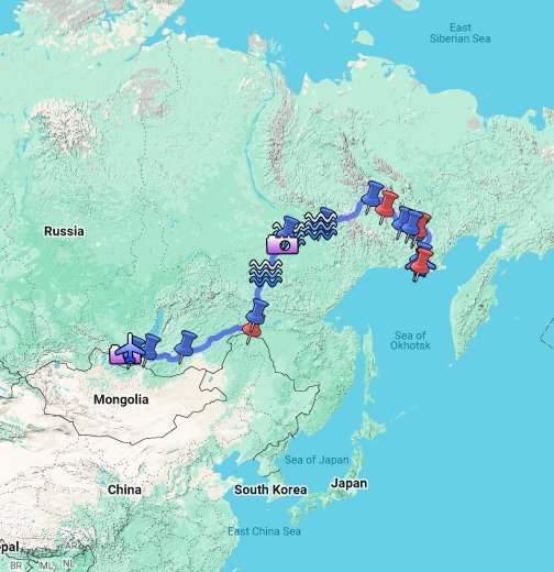 Магадан на карте России с улицами и домами