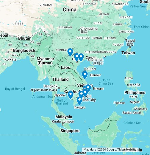 Курорты вьетнама на карте. Курорты Вьетнама для отдыха на море на карте.