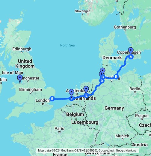 karta tyskland holland Öresundsbron, Sweden   Harwich, Enlgand – Google Mina kartor