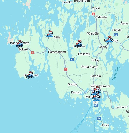Stora allmänna badstränder på Åland – Google Mina kartor