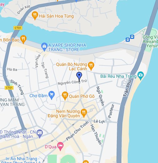 Sử dụng Nha Trang Google Maps để tìm kiếm địa điểm một cách thuận tiện và nhanh chóng. Bạn sẽ tìm thấy các bãi biển đẹp, các khu vui chơi giải trí và các nhà hàng ngon trong một vài cú nhấp chuột. Hãy đến và khám phá Nha Trang với sự hỗ trợ của Google Maps ngay hôm nay!