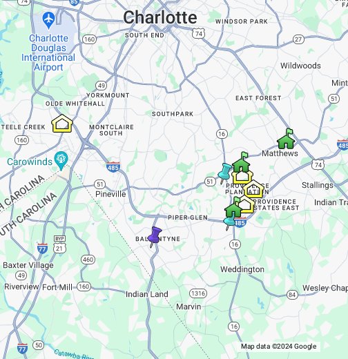 Map Of South Charlotte South Charlotte Nc - Google My Maps