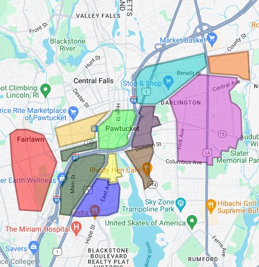 Pawtucket Neighborhoods Demarcated Google My Maps