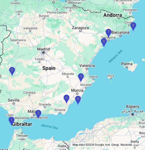 Naturistencampings in Spanje - Google My Maps