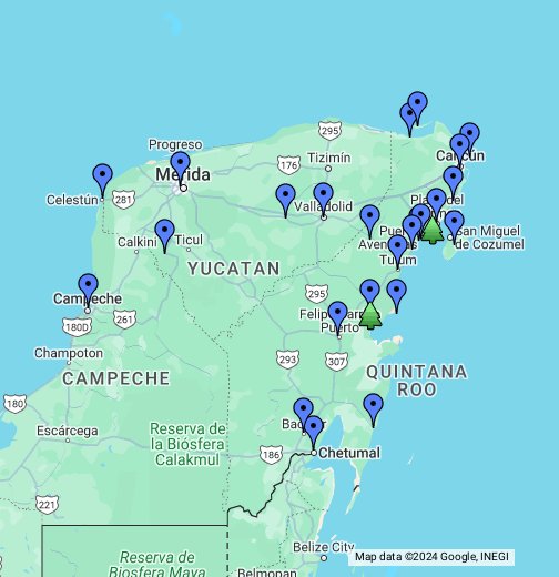 The Yucatan Peninsula, Mexico Google My Maps