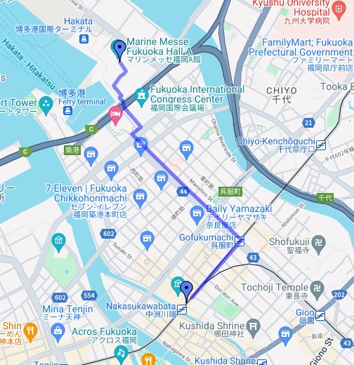 地下鉄中洲川端駅 マリンメッセ福岡 Google My Maps
