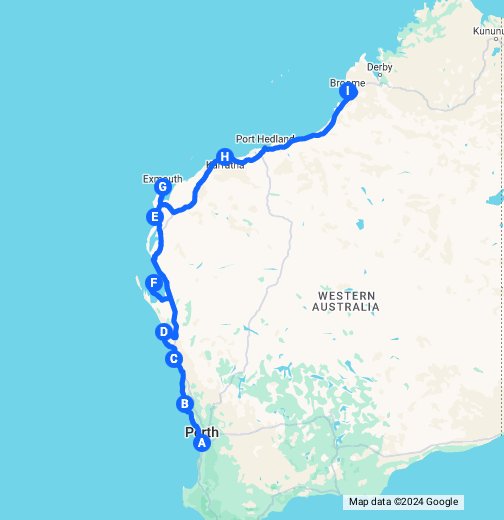 Perth to Broome Road Trip | Top Oz Tours - Google My Maps