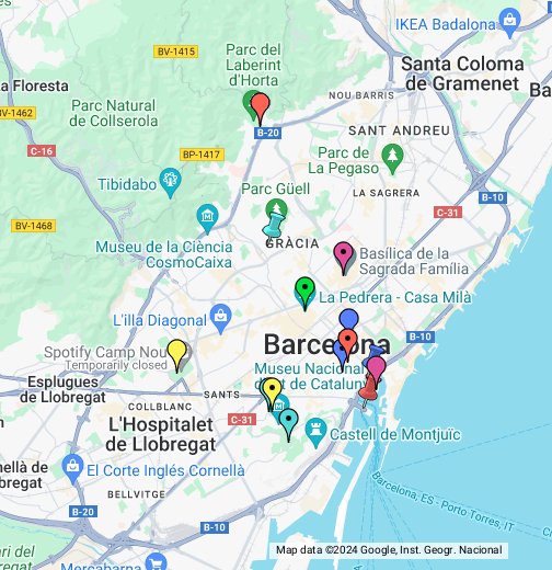 Barcelona nähtävyydet kartalla - Google My Maps