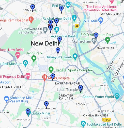 Delhi Map Delhi Map The Park Hotel New Delhi   Google My Maps