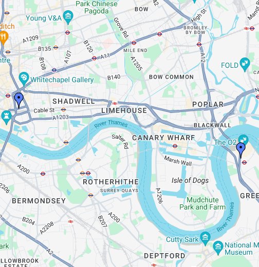 The O2 London Google My Maps