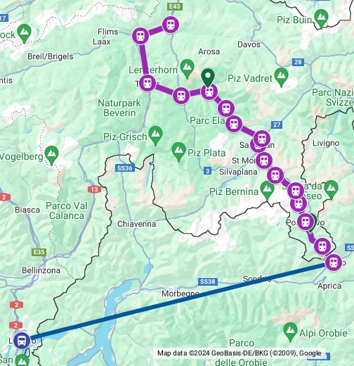 Bernina Express, Route Map HappyRail Google My Maps