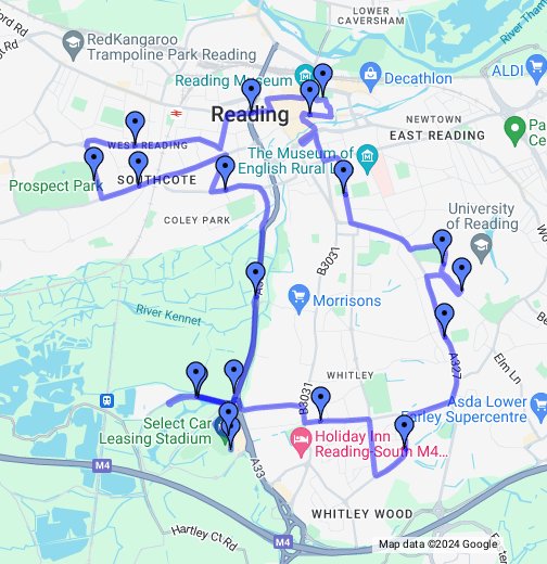 Reading Half Marathon route Google My Maps