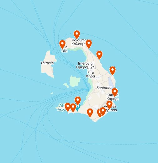 Карта пляжей Санторини - Google My Maps