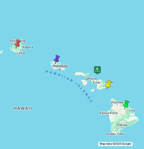 The Map Of Hawaii Hawaiian Islands Map   Google My Maps