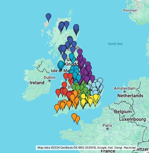 British Dressage Venues Map 2020 - Google My Maps
