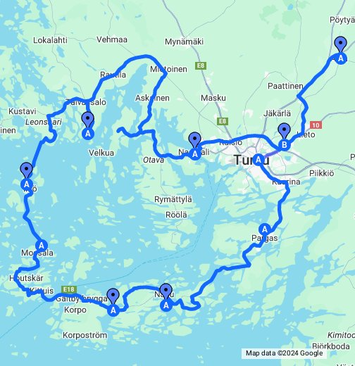 saariston rengastie kartta Saariston rengastie   Google My Maps