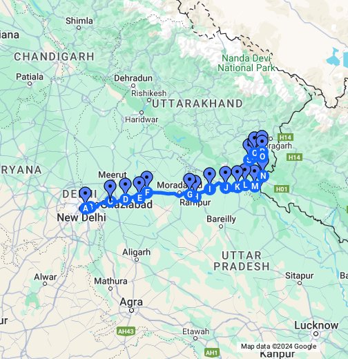 Delhi Route Map Directions Travel Route from Delhi to Gurudwara Reetha Sahib via Gurudwara 