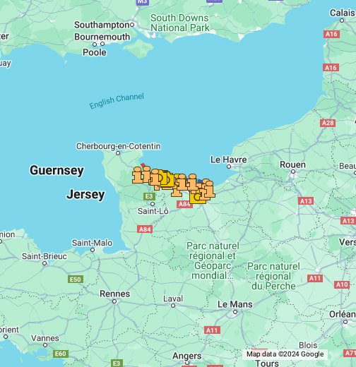 mapa de normandia Desembarco de Normandía: playas y lugares de interés   Google My Maps