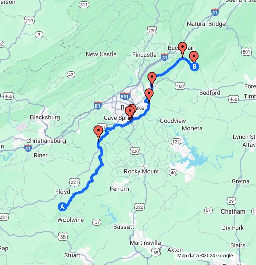 Blue Ridge Parkway Map - Google My Maps 35E