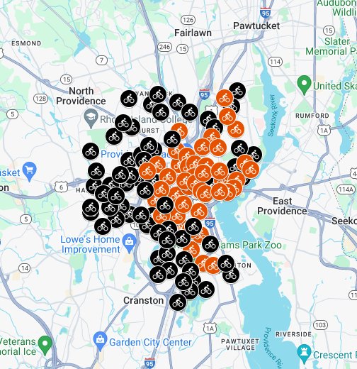 Providence Bike Share racks Google My Maps