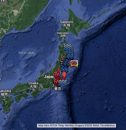 Geolocated Videos Of 11 Japan Earthuake Tsunami Tsunami Video Location Google My Maps