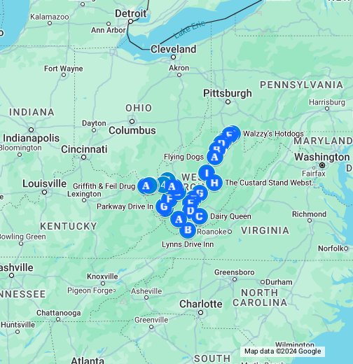 west virginia hot dog tour map