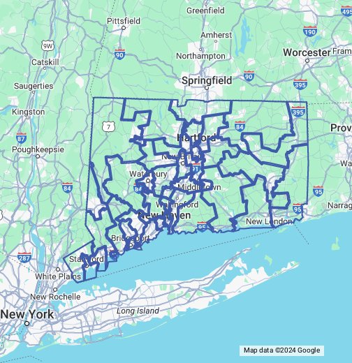Connecticut State Senate Districts (2019 2020) Google My Maps