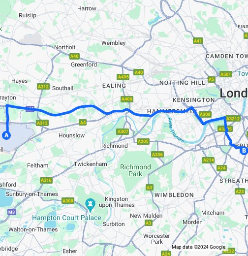 London Heathrow to Lambeth - Google My Maps