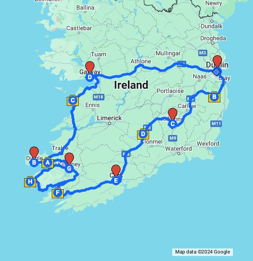 Map 10 Day Ireland Road Trip Itinerary Google My Maps