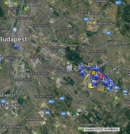 google earth budapest térkép Budapest Ferihegy Airport spotting locations   Google My Maps