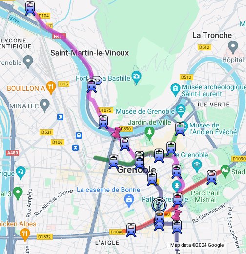 Lignes A et E dans Grenoble : proposition - Google My Maps