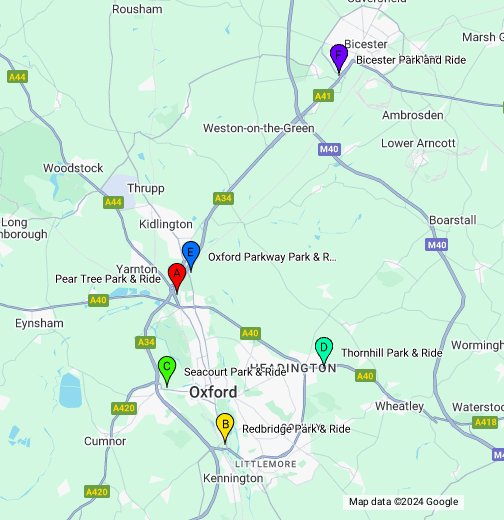 Park & Ride Sites in Oxford - Google My Maps