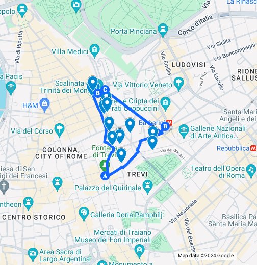 Walking Itinerary Spanish Steps + Trevi Fountain Google My Maps