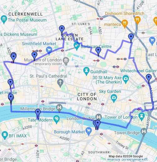 Map Of London City City of London Boundary Dragons   Google My Maps
