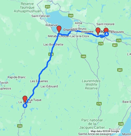 Saguenay - La Tuque - Google My Maps